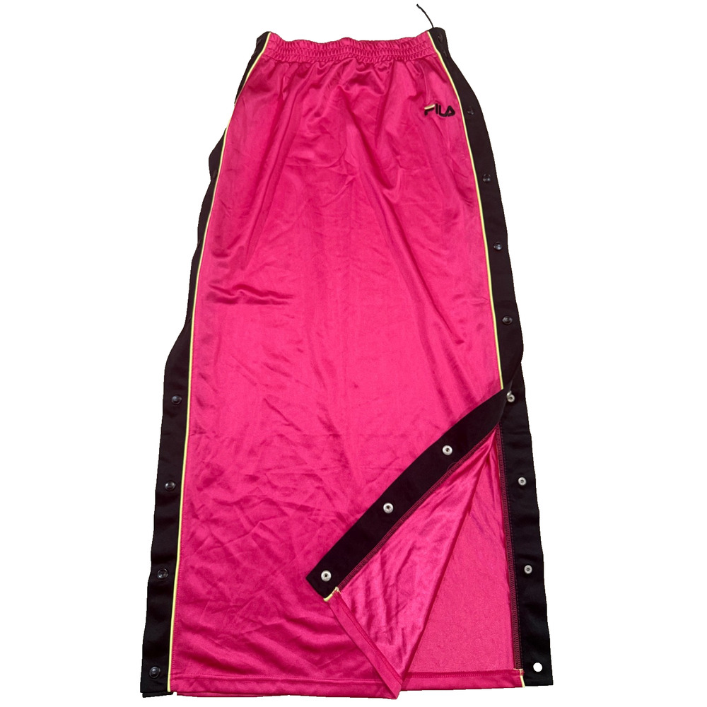 Fila Womens Farina Tear Away Maxi Skirt Hot Pink Black Snap Side Streetwear M